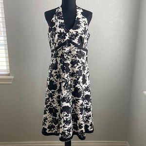 Ann Taylor Black/White Silk Floral Dress, Size 10